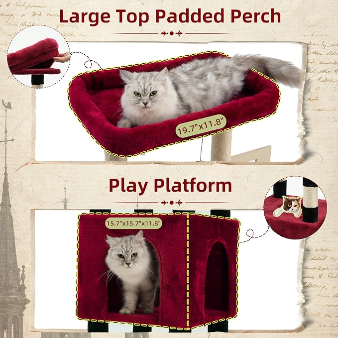 Cat Tree for Indoor Cats Large Adult, Heavy Duty Cat Tree for Large Cats 20 lbs+ - Image 3