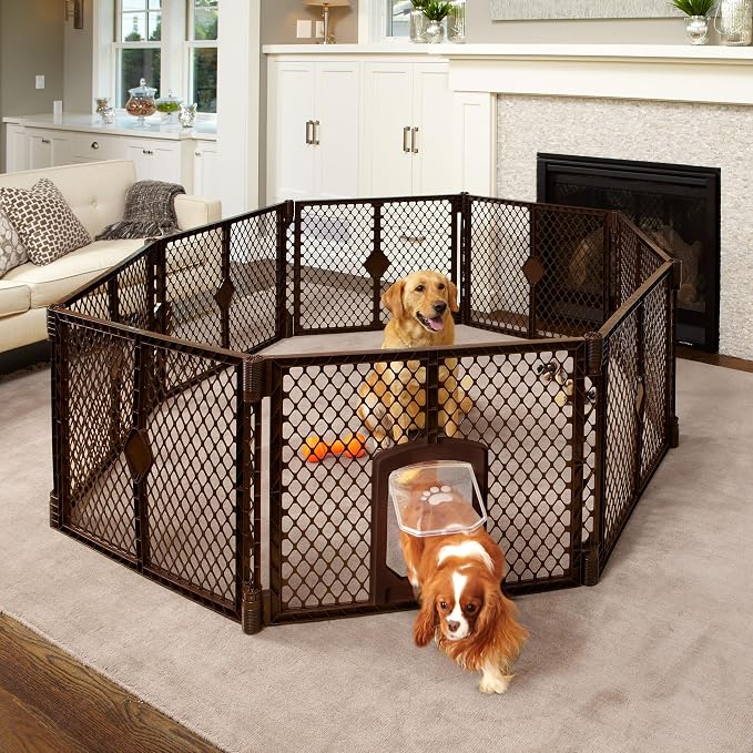 MyPet 8-Panel Petyard Passage: 6.5 ft. Wide 26 in. Tall Brown Freestanding - Image 10
