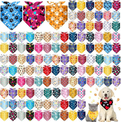 Reginary 120 Packs Dog Bandanas Bulk Christmas Dog Paw Scarf Adjustable Holiday by Reginary