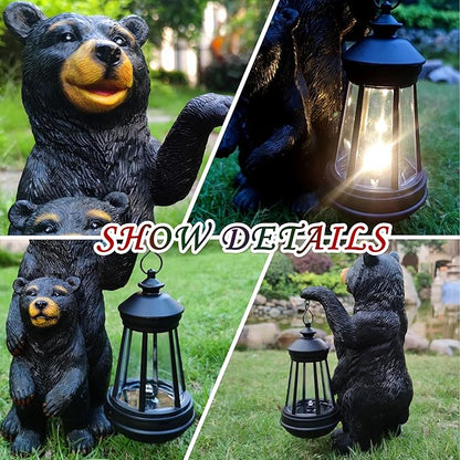 Black Bear Solar Lantern Garden Statues，Loving Bear Figurine Lights - Image 5