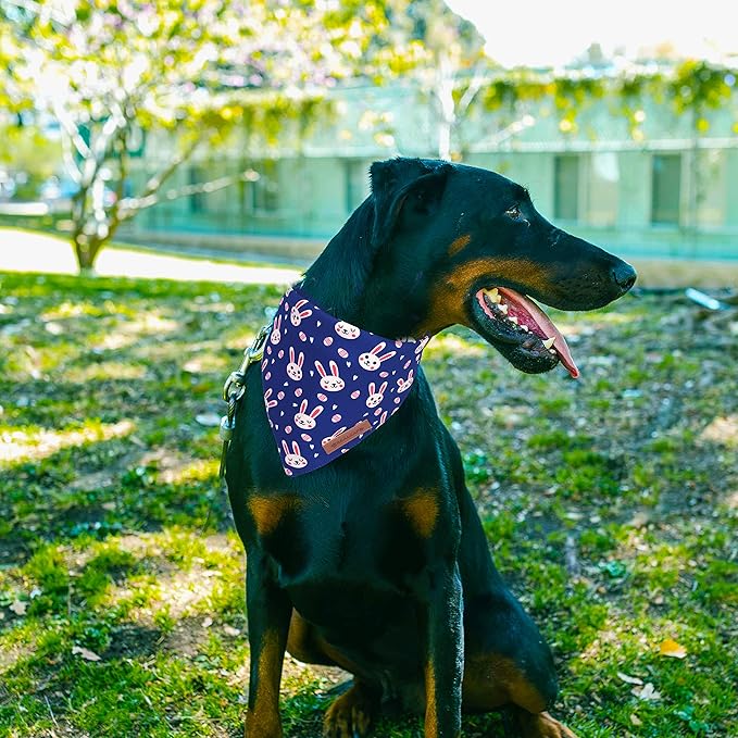 Realeaf Easter Dog Bandanas 2 Pack, Triangle Reversible Pet Scarf - Image 6