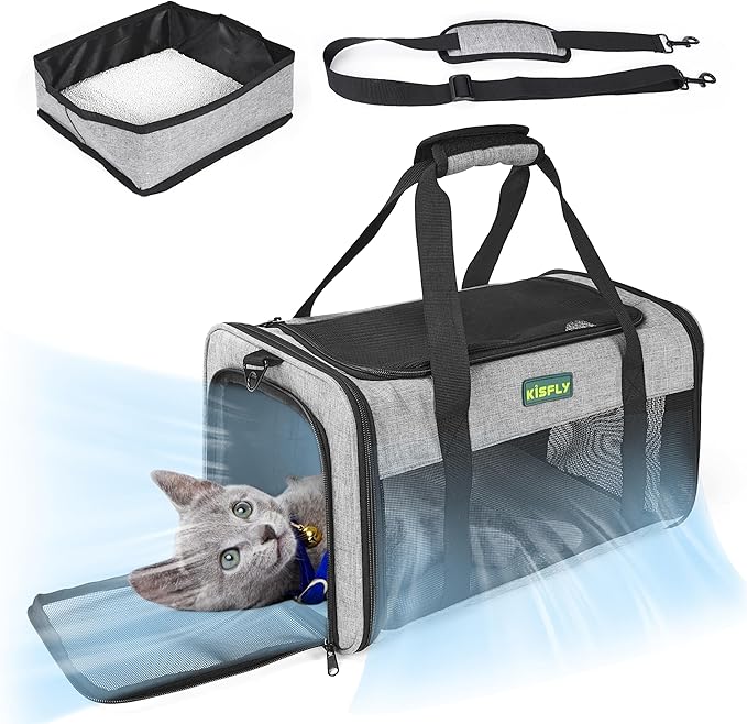 TSA Approved Pet Carrier in Cabin, Top-Open Portable Dog Carrier by KISFLY