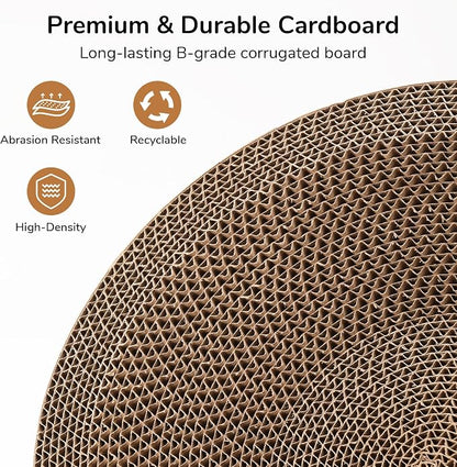 FUKUMARU 3PCS Cardboard Cat Scratcher Bed, Durable Oval Cat Scratch Bed Pads - Image 4