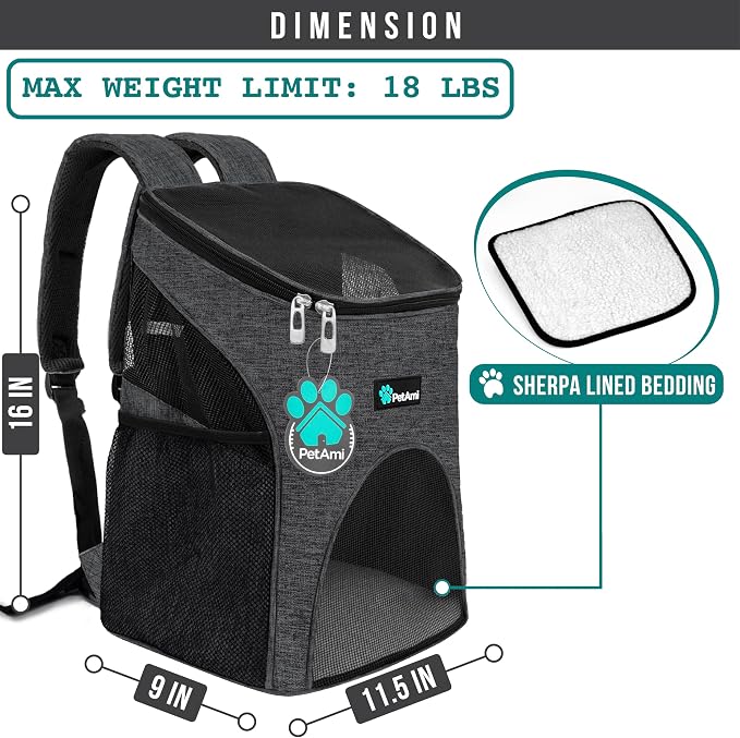 PetAmi Small Dogs and Cat Backpack Carrier, Airline Approved Pet Backpack - Image 2