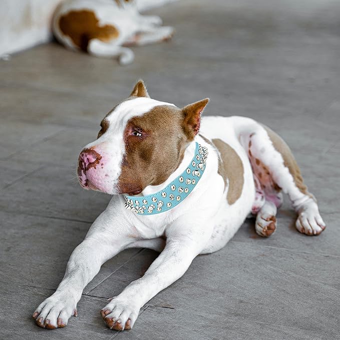 TEEMERRYCA Adjustable Microfiber Leather Spiked Studded Dog Collars - Image 5
