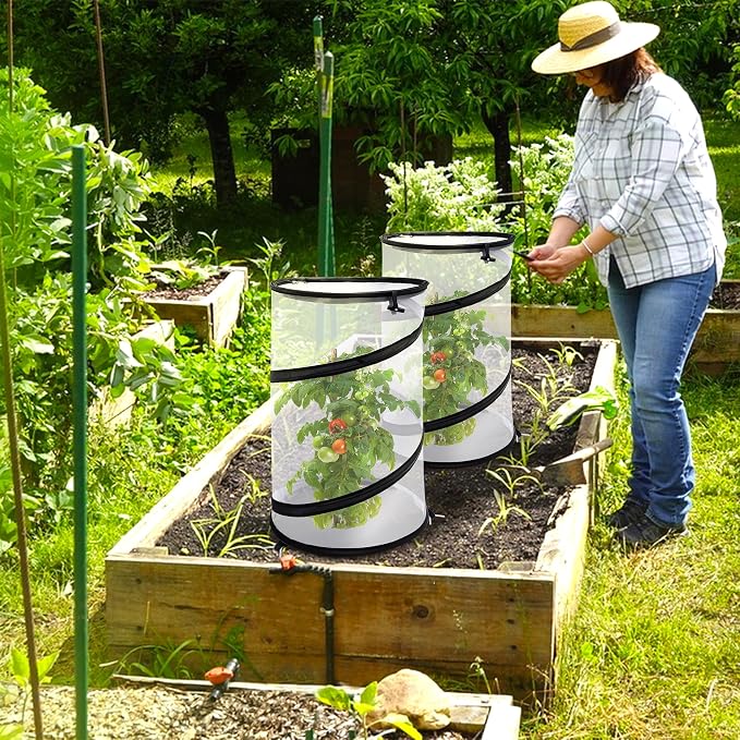 4 Pcs Pop Up Insect Barrier Plant Cover Net, 19.6" x 11.8" Round Foldable Plant - Image 7