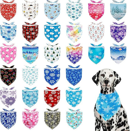30 Pack Winter Dog Bandanas Bulk by Bestwishforyou