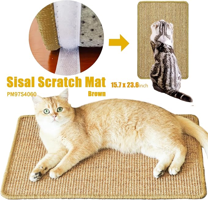 Cat Scratcher Mat, 23.6 x 15.7inch, Natural Sisal Cat Scratchers - Image 4
