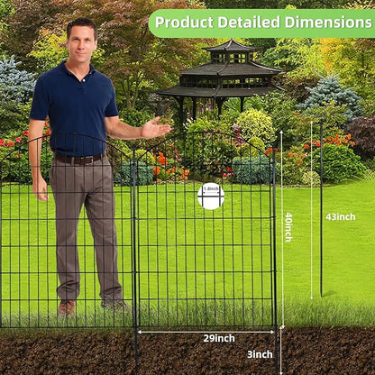 Decorative Garden Fence 40in x12ft, 5 Pack No Dig Fence Animal Barrier - Image 2