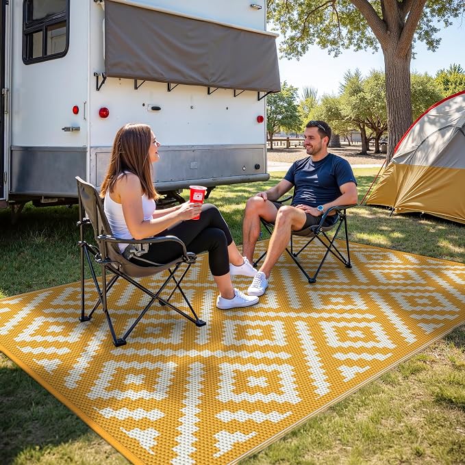GENIMO Outdoor Rug for Patio Clearance, Lightweight Waterproof RV Camping Mat - Image 3