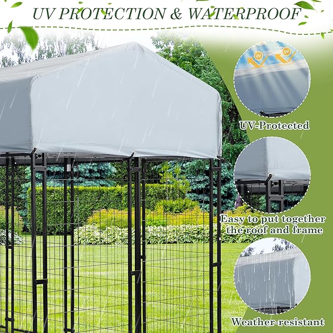 Grepatio Outdoor Dog Kennel for Large Dogs, Heavy Duty Welded Wire Steel Dog - Image 5