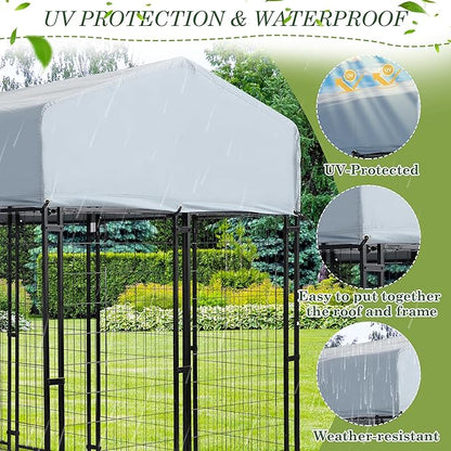 Grepatio Outdoor Dog Kennel for Large Dogs, Heavy Duty Welded Wire Steel Dog - Image 5