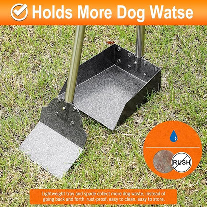 Pooper Scooper, Metal Aluminum Tray and Spade Poop Scoop Set - Image 4
