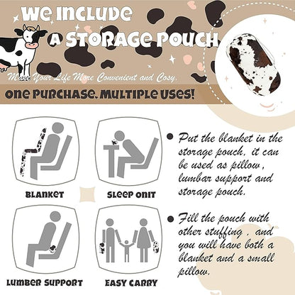 Bnuitland Brown Cow Print Flannel Throw Blanket - Image 3