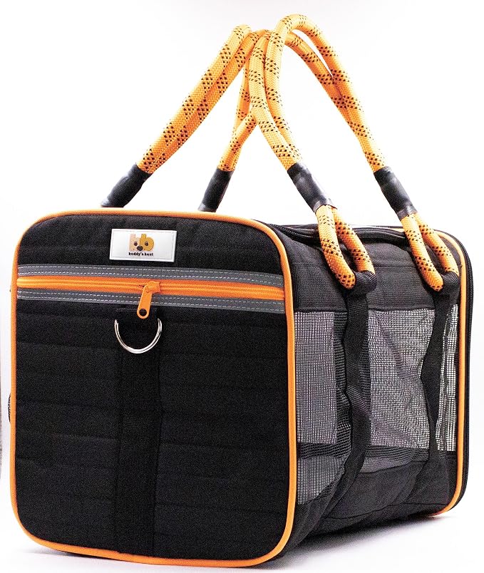 Buddy's Best Airline Approved Pet Carrier – Black & Orange Heavy Duty, Fits - Image 2