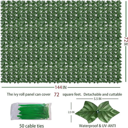 Artificial Ivy Privacy Fence Wall Screen: 72 x144 in UV-Anti Faux Greenery - Image 2