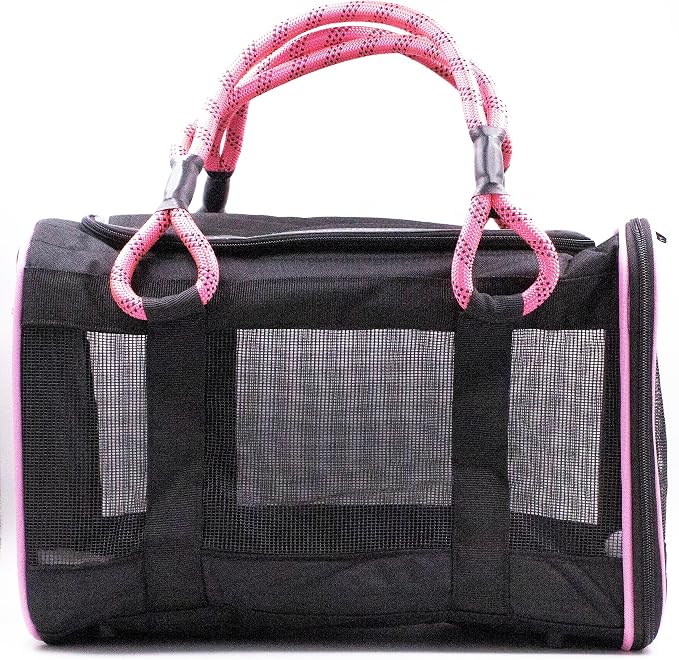 Buddy's Best Airline Approved Pet Carrier Black & Pink Heavy Duty, Fits Under - Image 6