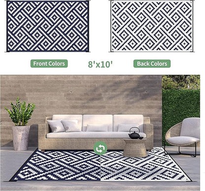 GENIMO Outdoor Rugs 8x10 Waterproof, Reversible Mats, Area Plastic Straw Rug - Image 4
