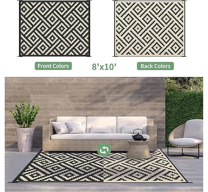GENIMO Outdoor Rugs 8x10 Waterproof, Reversible Mats, Area Plastic Straw Rug - Image 4