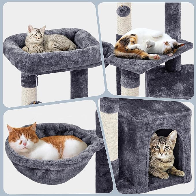 Topeakmart Cat Tree Cat Tower for Indoor Cats, 34.5in Cute Cat Tree Activity - Image 3