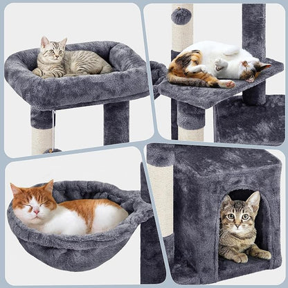 Topeakmart Cat Tree Cat Tower for Indoor Cats, 34.5in Cute Cat Tree Activity - Image 3