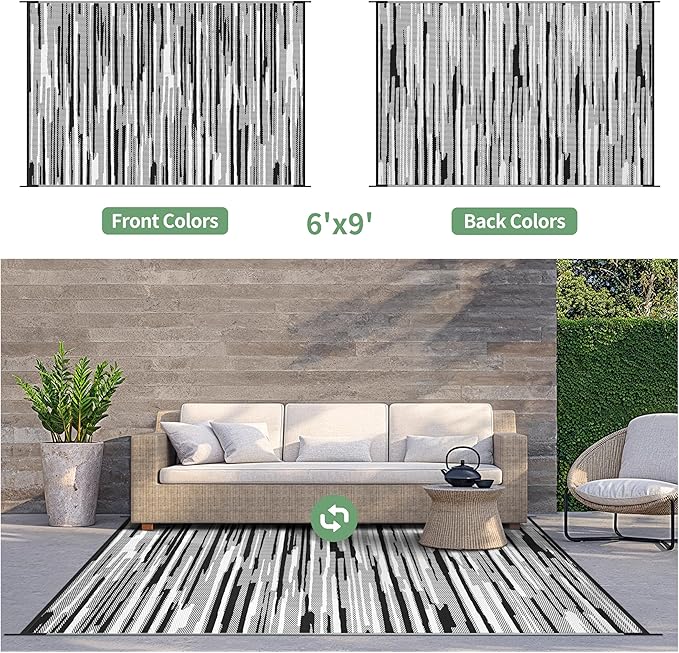 GENIMO Outdoor Rug for Patio Clearance, Reversible Plastic Straw Rugs for RV - Image 2