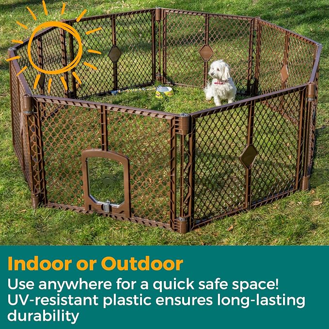 MyPet 8-Panel Petyard Passage: 6.5 ft. Wide 26 in. Tall Brown Freestanding - Image 7