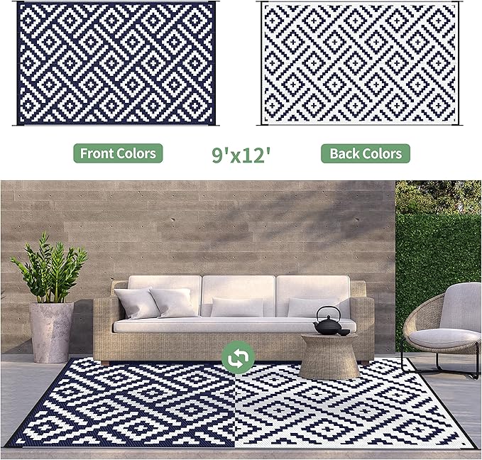 GENIMO Outdoor Rug for Patio Clearance, Reversible Plastic Camping Rugs - Image 4