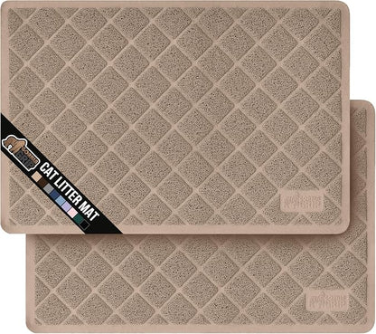 GORILLA GRIP Cat Litter Box Mat, 35x23 2 Pack, Water Resistant, US Designed by GorillaGrip