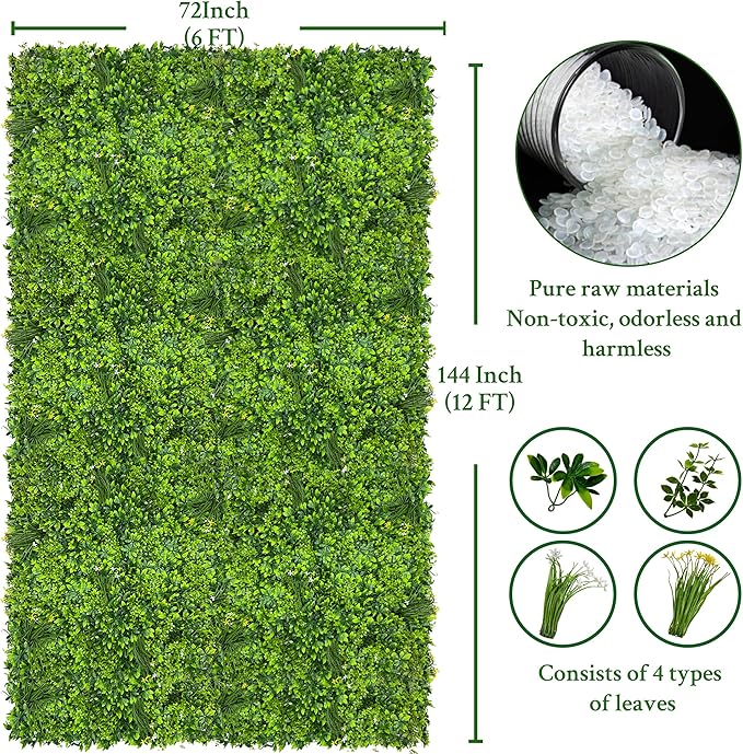Artificial Plant Wall Roll: 72 X144 in UV-Anti Ivy Privacy Fence Screen Faux - Image 2