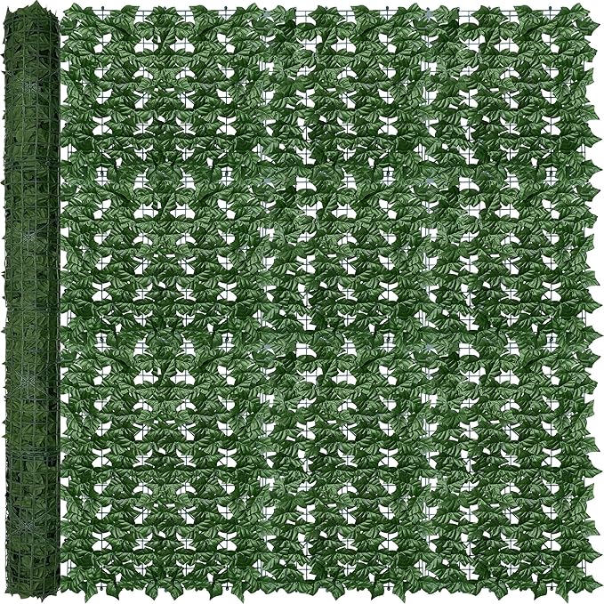 Artificial Ivy Privacy Fence Wall Screen: 72 x144 in UV-Anti Faux Greenery by ODTORYHOME