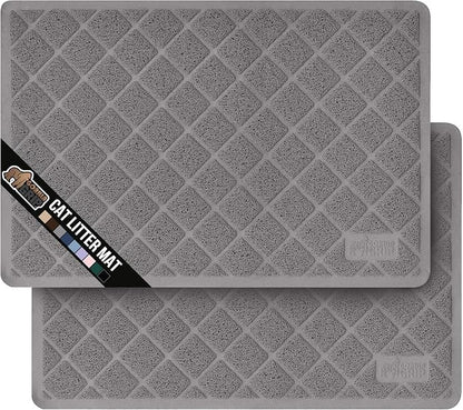 GORILLA GRIP Cat Litter Box Mat, 35x23 2 Pack, Water Resistant, US Designed by GorillaGrip