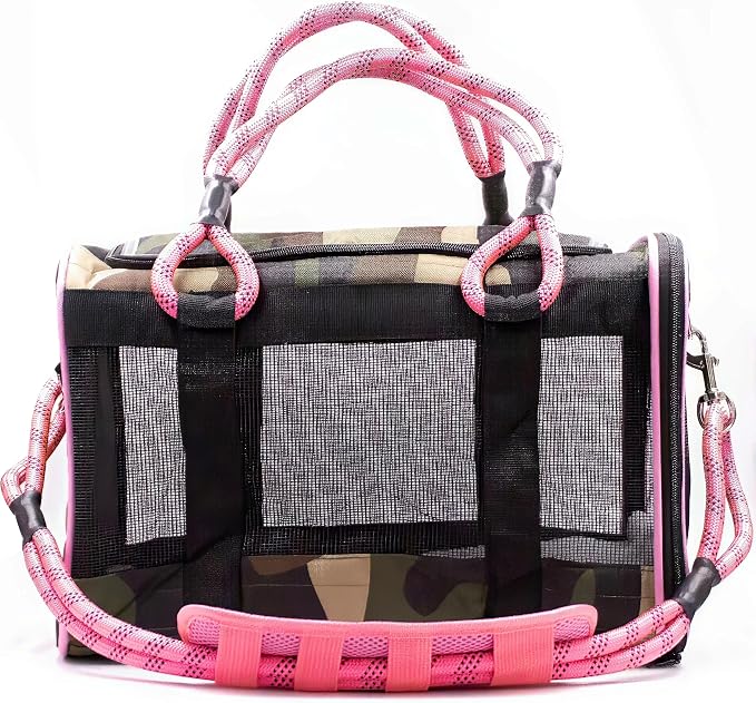 Buddy's Best Airline Approved Pet Carrier – Army Camo & Pink Heavy Duty by Buddysbest