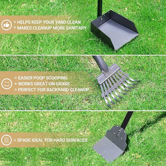 Heeyoo Dog Pooper Scooper, Dog Poop Tray and Rake Set, Pet Waste Removal Scoop - Image 6