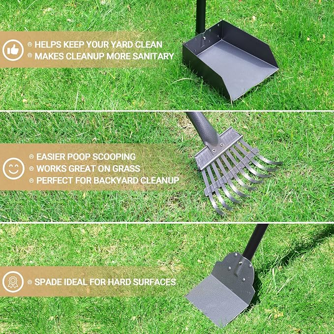 Heeyoo Dog Pooper Scooper, Dog Poop Tray and Rake Set, Pet Waste Removal Scoop - Image 6