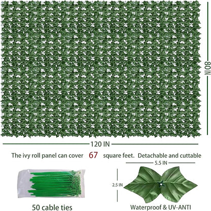 Artificial Ivy Privacy Fence Wall Screen, 80X120 in UV-Anti Faux Greenery - Image 2