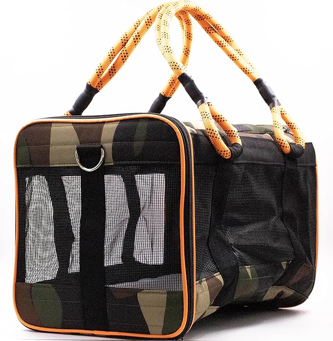 Buddy's Best Airline Approved Pet Carrier – Army Camo & Orange - Image 4