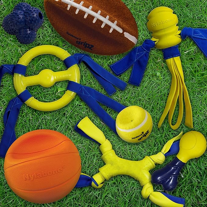 Nylabone Power Play Gripz Felt Basketball Rubber Fetch Toy, Squeaky Ball - Image 6