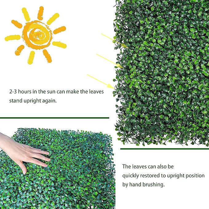 Artificial Boxwood Roll, 48x120 in UV-Anti Faux Ivy Boxwood Hedge Leaf Grass - Image 5
