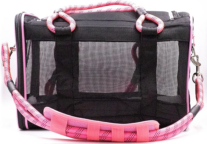 Buddy's Best Airline Approved Pet Carrier Black & Pink Heavy Duty, Fits Under - Image 2