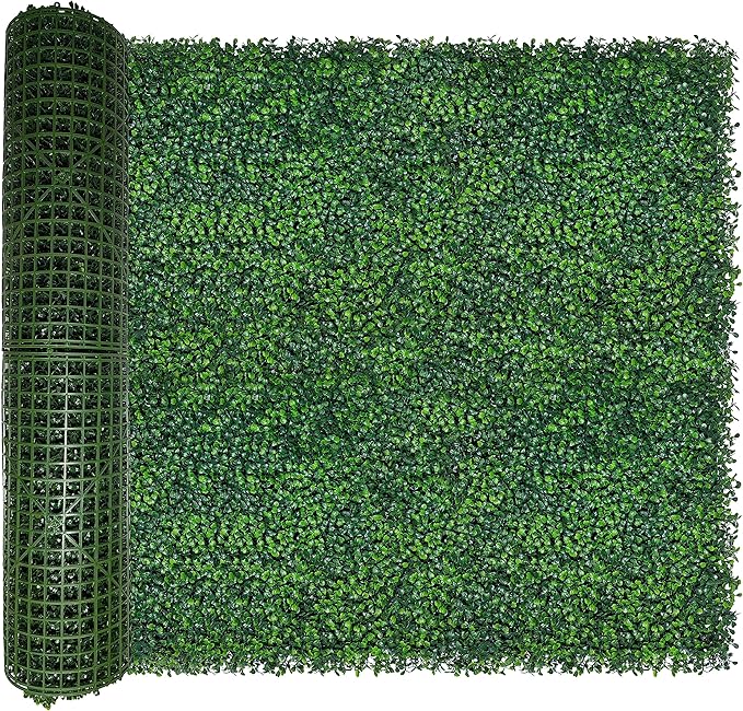Artificial Boxwood Roll: 40x120 in UV-Anti Faux Ivy Boxwood Hedge Leaf Grass by ODTORYHOME