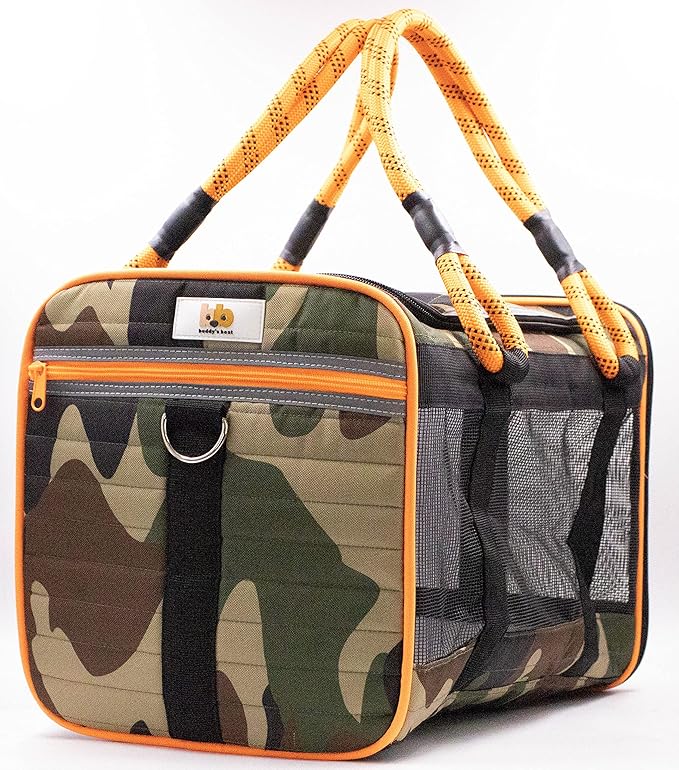 Buddy's Best Airline Approved Pet Carrier – Army Camo & Orange - Image 2