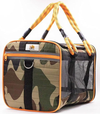 Buddy's Best Airline Approved Pet Carrier – Army Camo & Orange - Image 2