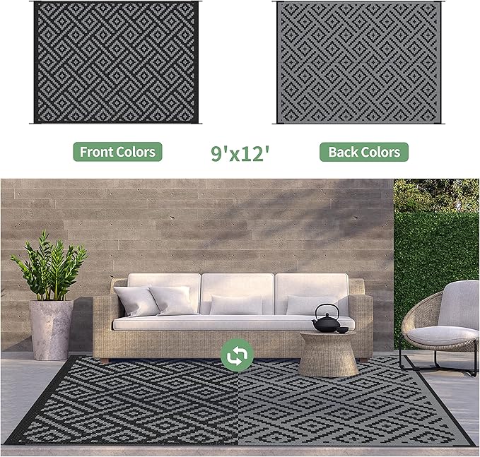 GENIMO Outdoor Rug for Patio Clearance, Reversible Plastic Camping Rugs - Image 2
