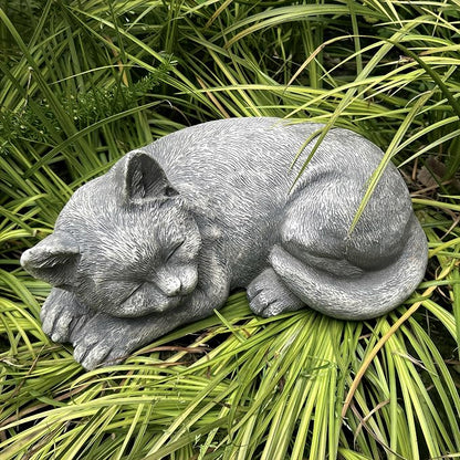 Garden Sleeping Cat Memorial Stone Cat Grave Marker Remembrance Kitten Statues - Image 8