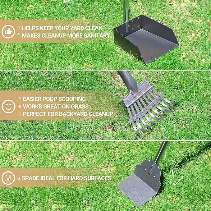 Heeyoo Dog Pooper Scooper, Dog Poop Tray and Rake Set, Pet Waste Removal Scoop - Image 6