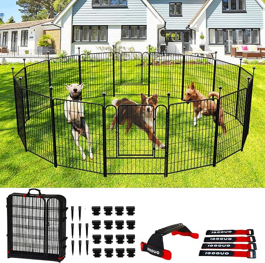 Portable Dog Fence Outdoor for Yard 36'' High, Dog Playpen by IGOOUO