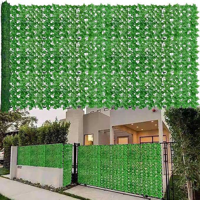 Artificial Ivy Fence Privacy Screen, 60 x 120 Inch UV-Anti Artificial Fake Ivy by ODTORYHOME