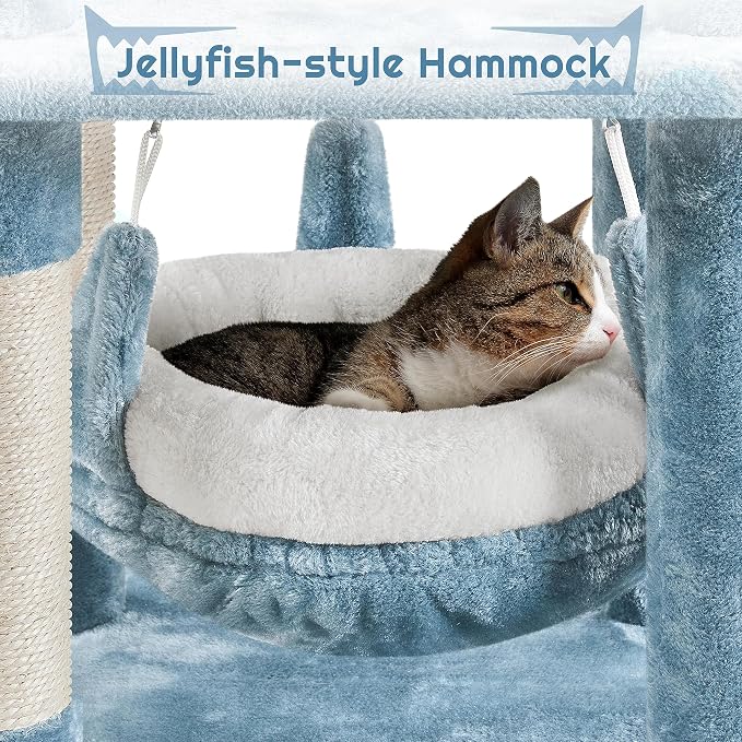 Yaheetech 61in Tall Ocean-Themed Cat Tree, Fish-Shaped Platform, Sisal - Image 8