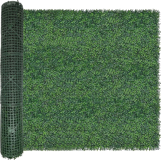 Artificial Boxwood Roll, 48x120 in UV-Anti Faux Ivy Boxwood Hedge Leaf Grass by ODTORYHOME